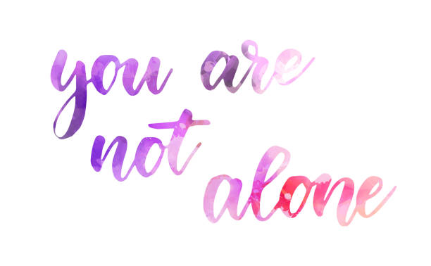 You are not alone calligraphy You are not alone - inspirational handwritten modern calligraphy lettering text. Inspirational handlettering. you are not alone stock illustrations