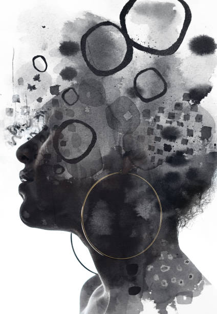 Paintography. A portrait of young woman combined with an abstract illustration