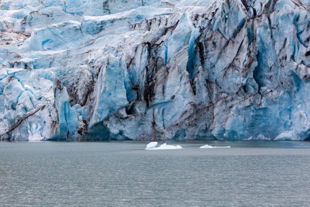 glace bleue et blanche du glacier portage - portage lake photos et images de collection