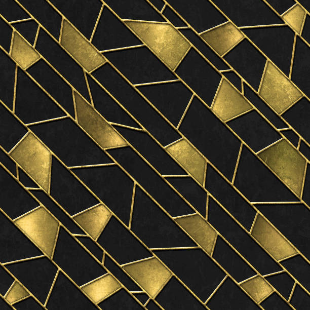 istock Gold and black seamless texture with relief pattern, 3d illustration 1199067835