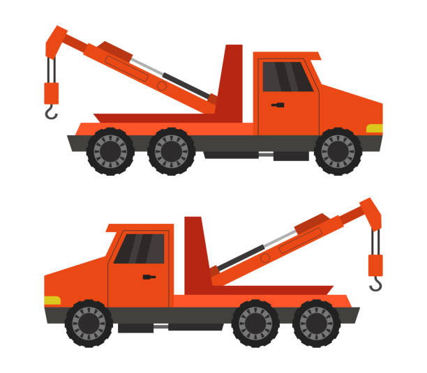 abschleppwagen truck - abschleppen stock-grafiken, -clipart, -cartoons und -symbole