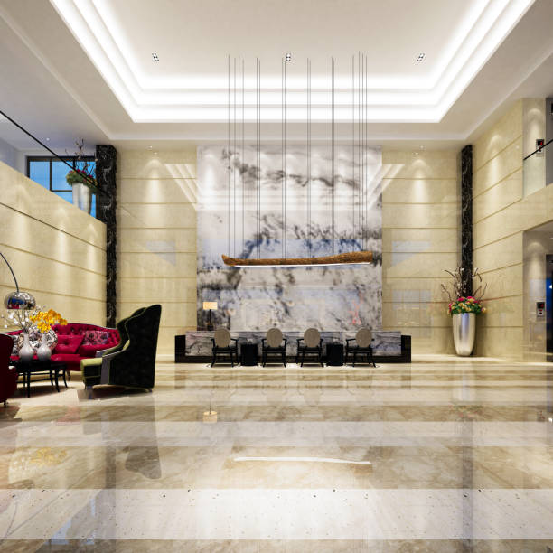 istock 3d render of luxury hotel lobby and reception 1199070836