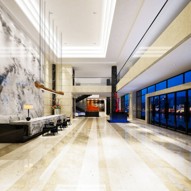 istock 3d render of luxury hotel lobby and reception 1199071491