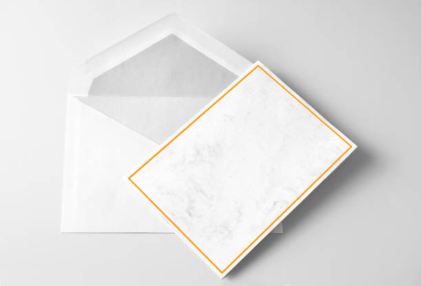 istock Blank Folded Greeting Card with Golden Frame and Envelope 1199073387