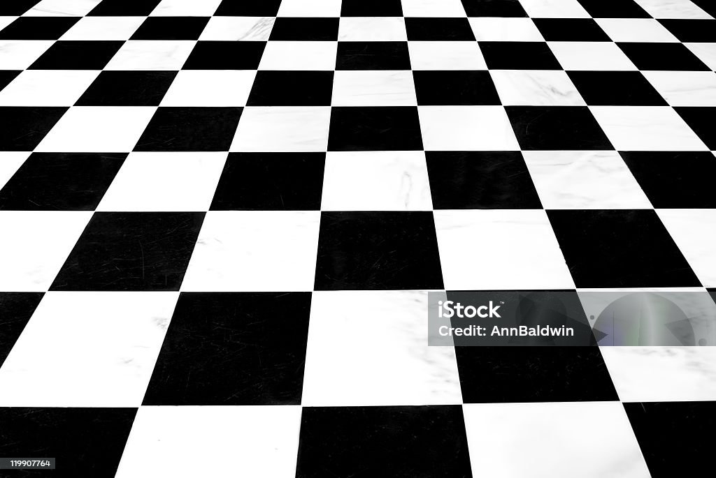 Bianco e nero sfondo a scacchi in Prospettiva lineare. - Foto stock royalty-free di Linoleum