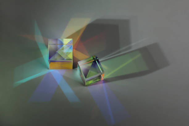 istock Two optical glass cubes scatter spectrum light 1199077867
