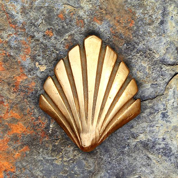 istock Saint James way shell golden metal on streets 119907833