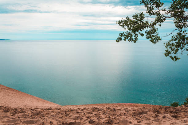 Overlook of Lake Michigan Sleeping Bear Dunes National Lakeshore stock photo