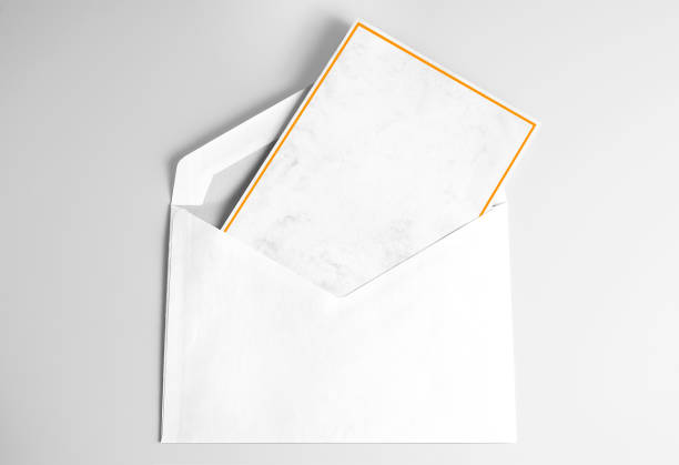 istock Blank Folded Greeting or Thank you Card with Golden Frame in Enveloper 1199082014