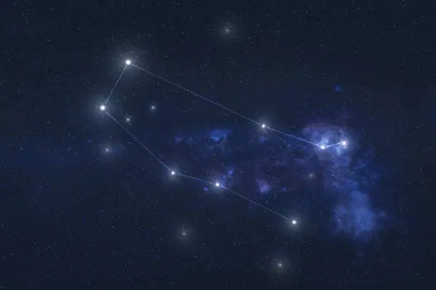 Gemini constellation stars in outer space. Zodiac Sign Gemini constellation lines. Elements of this image were furnished by NASA