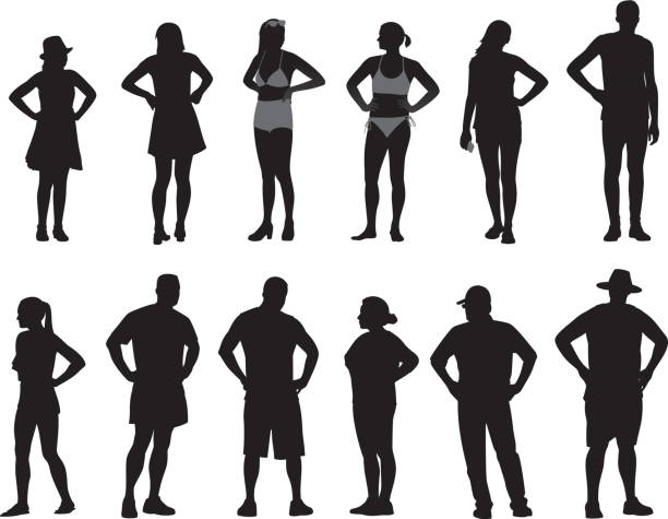 ilustrações de stock, clip art, desenhos animados e ícones de people with hands on hips silhouettes - hand on hip