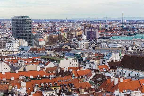 istock Vienna, Austria January 2, 2018. View from the observation platform St. Stephen's Cathedral Domkirche St. Stephan on the architecture of the city center, panoramic view from high 1199091543