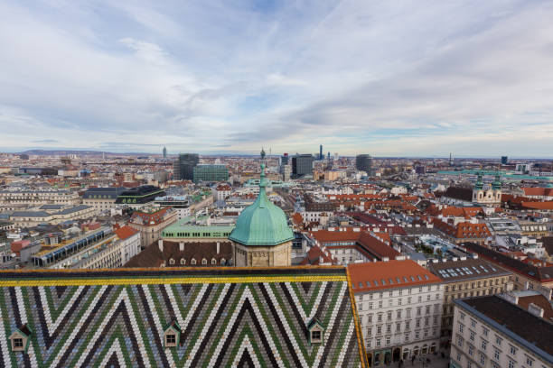 istock Vienna, Austria January 2, 2018. View from the observation platform St. Stephen's Cathedral Domkirche St. Stephan on the architecture of the city center, panoramic view from high 1199091570