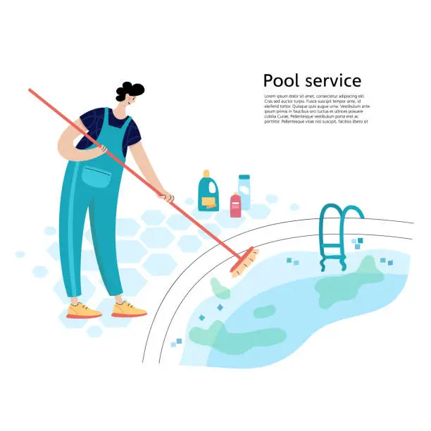 Vector illustration of Swimming pool maintenance