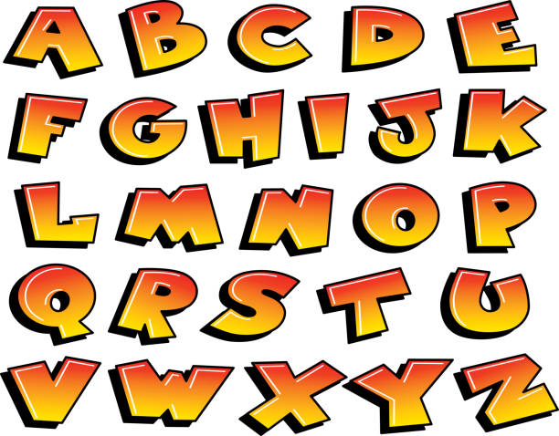 ilustrações, clipart, desenhos animados e ícones de alfabeto dos grafittis alaranjado e amarelo - letter o letter p vector illustration and painting