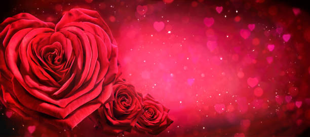 istock Valentine's day card with red roses and hearts 1199100367
