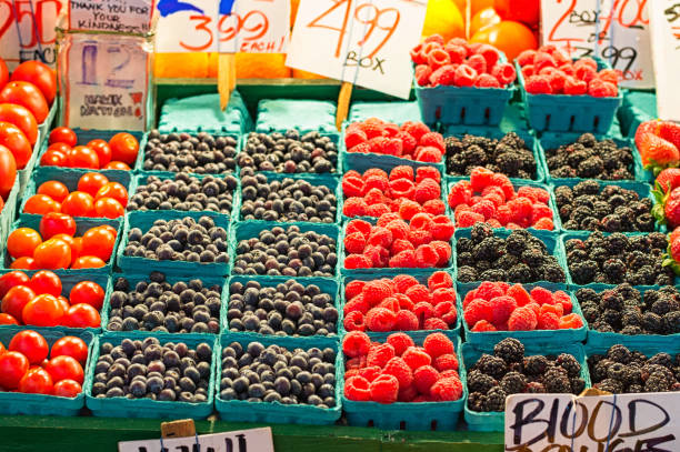 istock Blackberry and Raspberry at Seattle Old Farmer's Market 1199100663