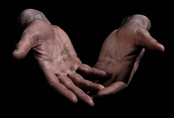 istock Dirty Outstretched Hands - Open Fingers 119910371