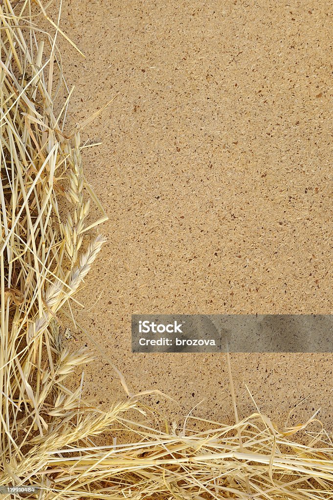 Detalhe de erva seca e OSB, hay oriented strand board - Royalty-free Feno Foto de stock