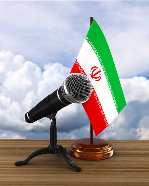 microphone and flag iran. 3d illustration