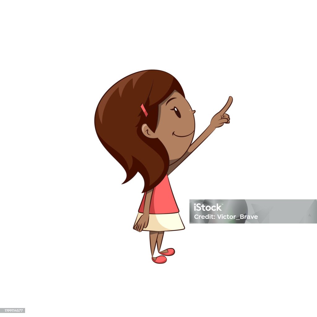 Little Girl Pointing Up Happy Cute Child Stock Illustration - Download  Image Now - Pointing, Child, Girls - iStock