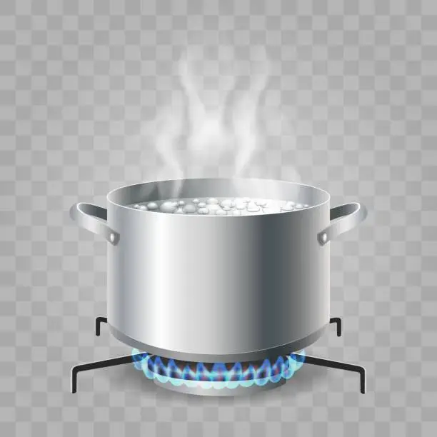 Vector illustration of Cooking boiling water