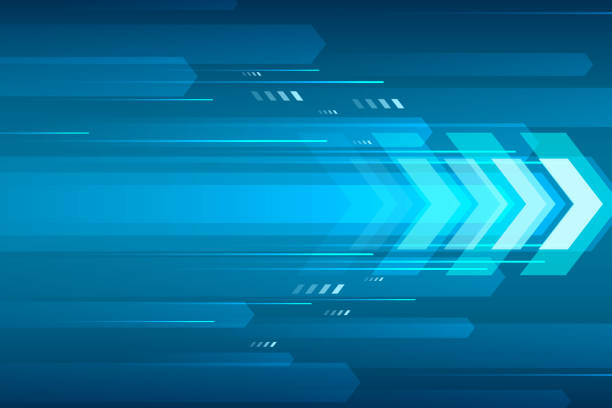 Arrow speed abstract blue background. Arrow speed abstract blue background, communication data transfer technology concept. data transfer stock illustrations