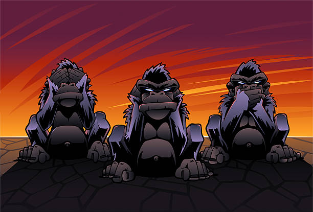 trzej mądrzy małp (patrz, słuchaj, rozmawiajcie żadno zło - see no evil hear no evil speak no evil stock illustrations
