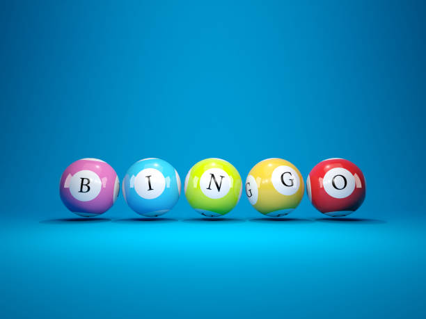 palle della lotteria 3d realisica con segno bingo - tombola foto e immagini stock