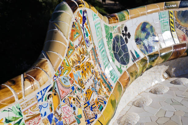 Guell park, Barcelona, Catalonia, Spain. Protected by UNESCO stock photo