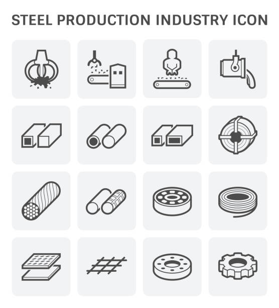 steel production icon steel production icon scrap metal stock illustrations