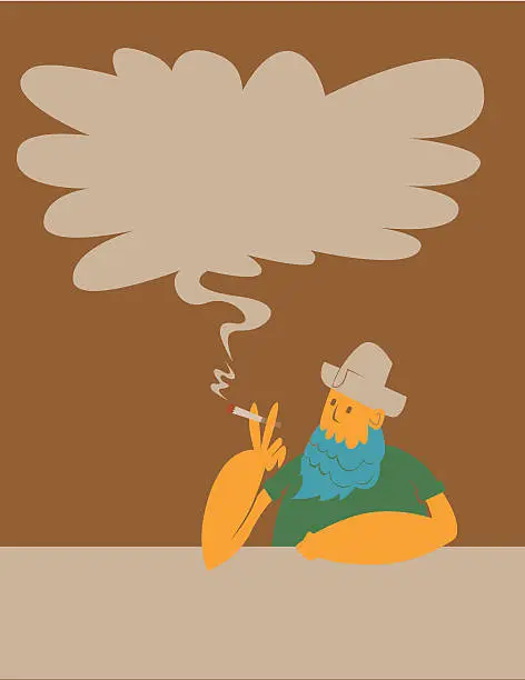 Vector illustration of Smoking cowboy