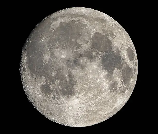 Photo of Close up Full moon Isolated on Dark Sky in Thailand