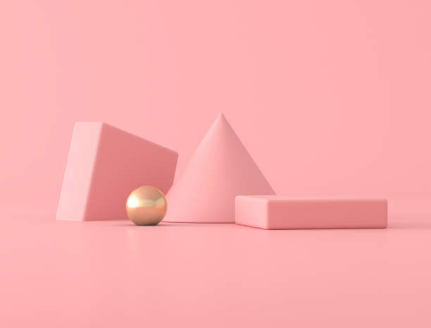 istock Abstract geometric shape on pink background, pastel colors,minimal style,3d rendering 1199128802