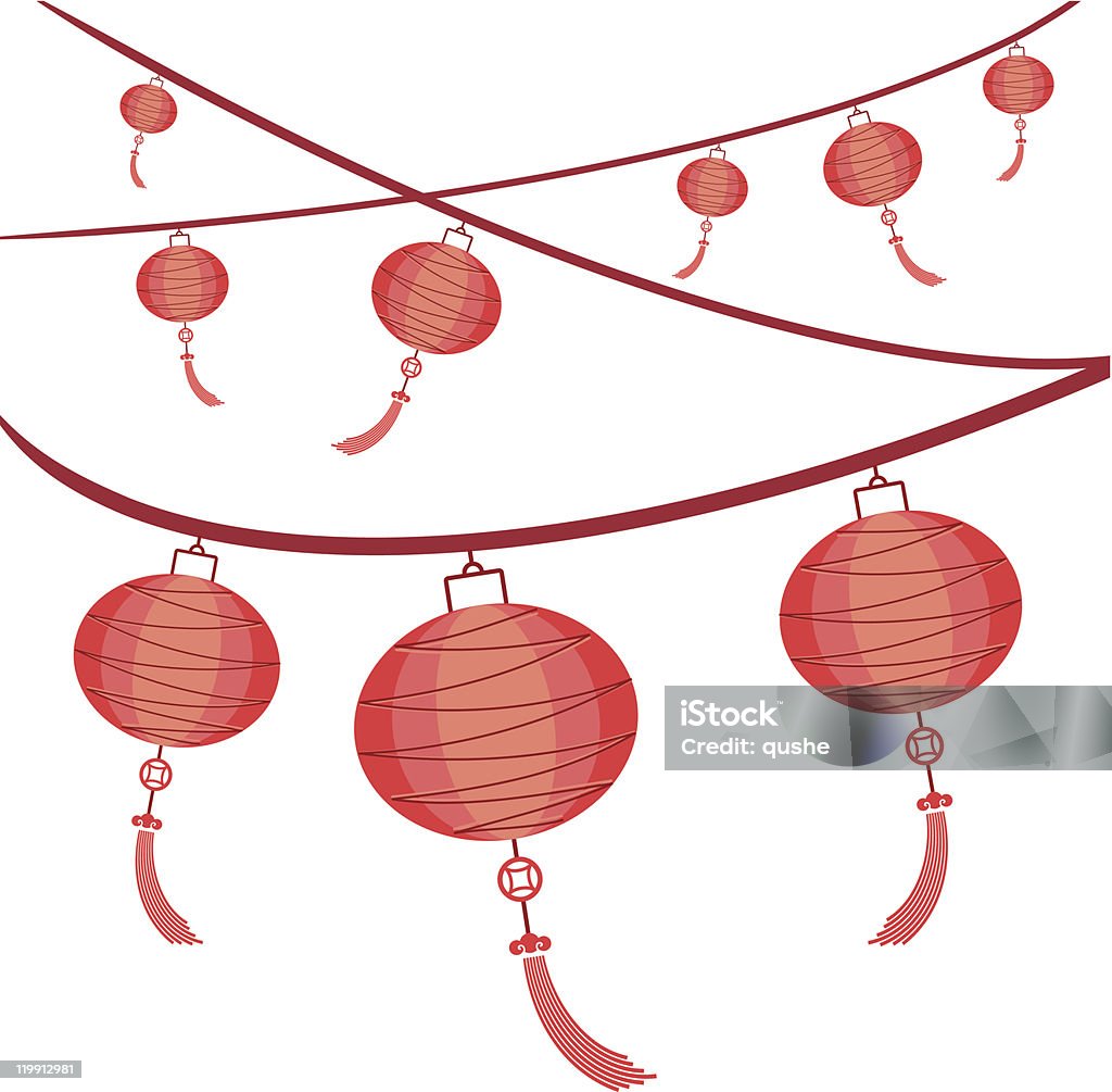 Нитка красного светильникам, Вешать - Векторная графика Китайский Новый год роялти-фри