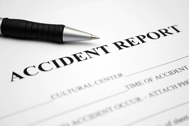 istock Accident report form with pen on top 119913622