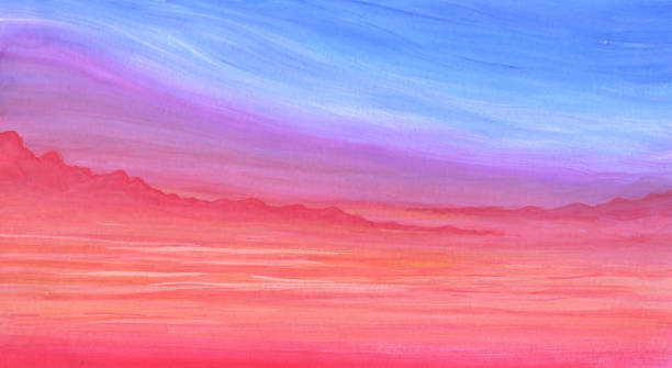istock Beautiful colorful gentle sky at sunset in gouache 1199136714