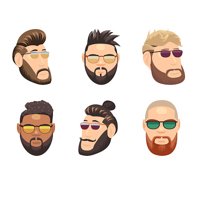 Hipster Barbershop Cartoon European People With Beards Moustaches And  Various Stylish Haircuts On White Background Isolated Vector Illustration  Stock Illustration - Download Image Now - iStock