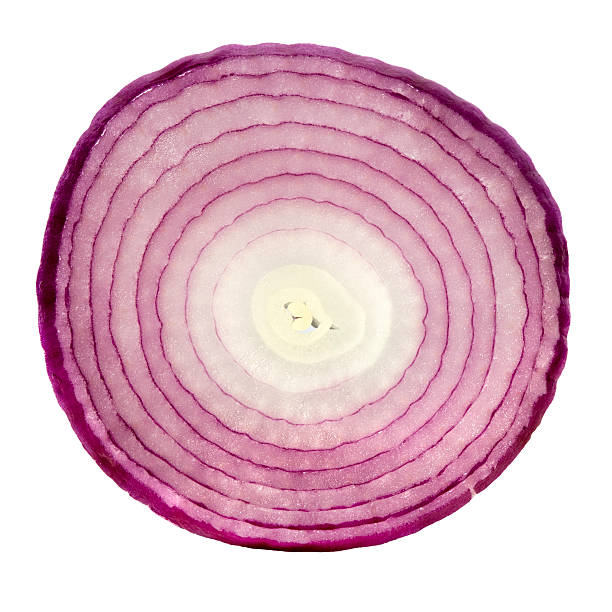 istock Cross section of red onion on white background 119914827