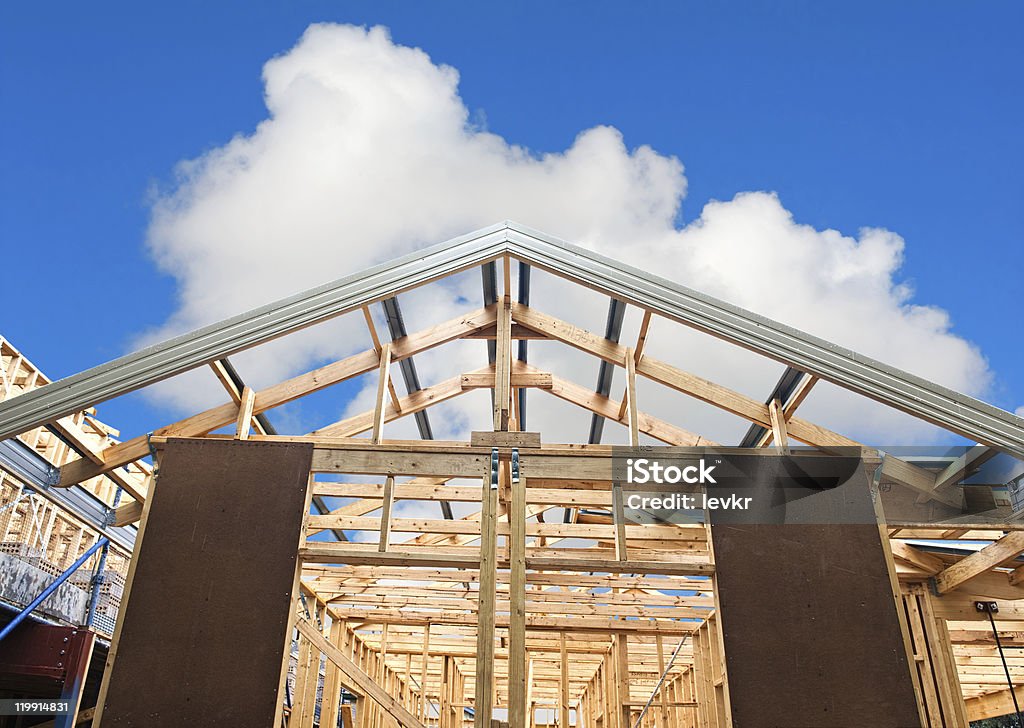 Construção de nova casa de enquadramento - Foto de stock de Armação de Construção royalty-free