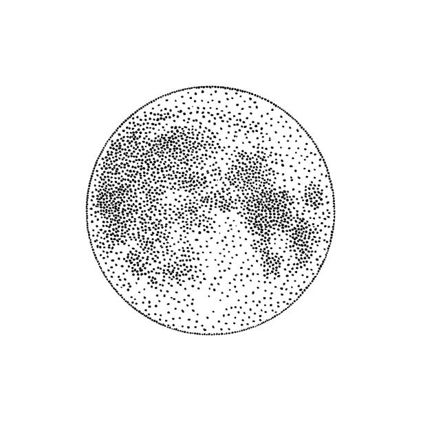 Silhouette of full moon hand drawn in modern dotwork style. Monochrome lunar astronomical body Silhouette of full moon hand drawn in modern dotwork style. Monochrome lunar astronomical body, isolated on white background moon drawings stock illustrations
