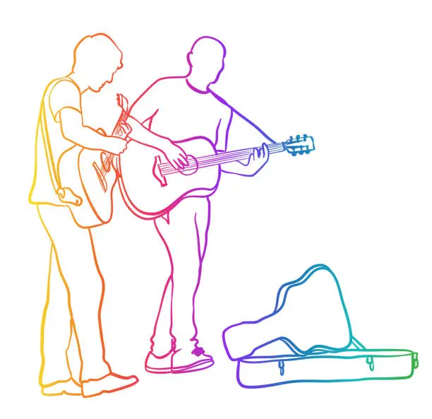 Vector illustration of Street Musician Jam Rainbow