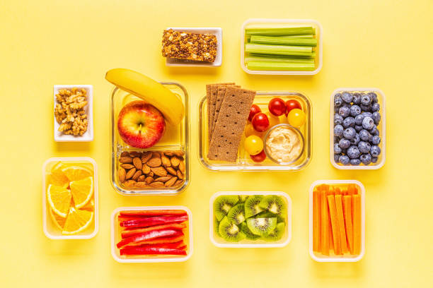istock Healthy snack on a pastel background 1199154003
