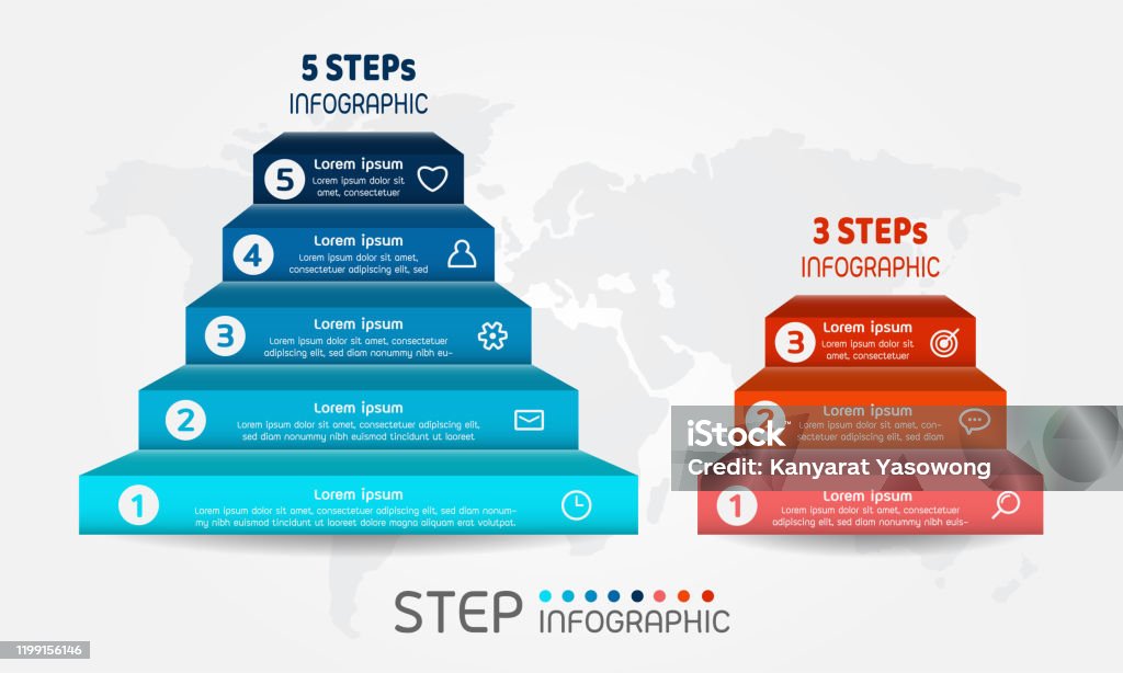 Pyramid Shape Elements Of Graph Diagram With Steps Business Data ...