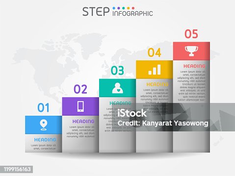istock Bar graph shape elements of chart,diagram with steps,options,processes or workflow. Business data visualization. 1199156163