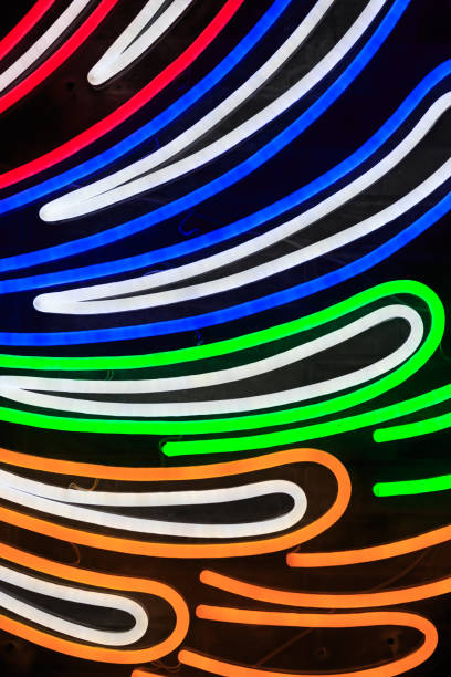 istock Colorful fluorescent light neon on black background view 1199157921