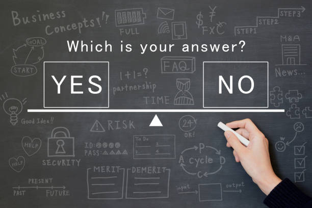 istock Yes or no question drown on black board 1199158953