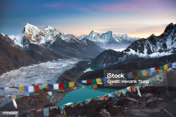 View From Gokyo Ri At Sunset Stock Photo - Download Image Now - Nepal, Mt. Everest Base Camp, Annapurna Circuit