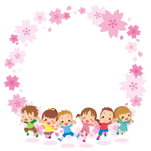 점프 키즈 - child jumping white background small stock illustrations