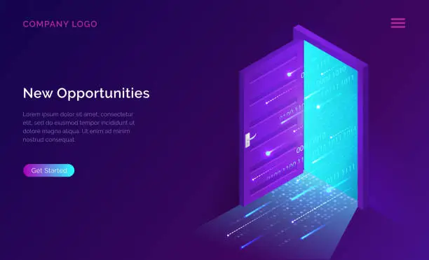 Vector illustration of New opportunities isometric landing page banner